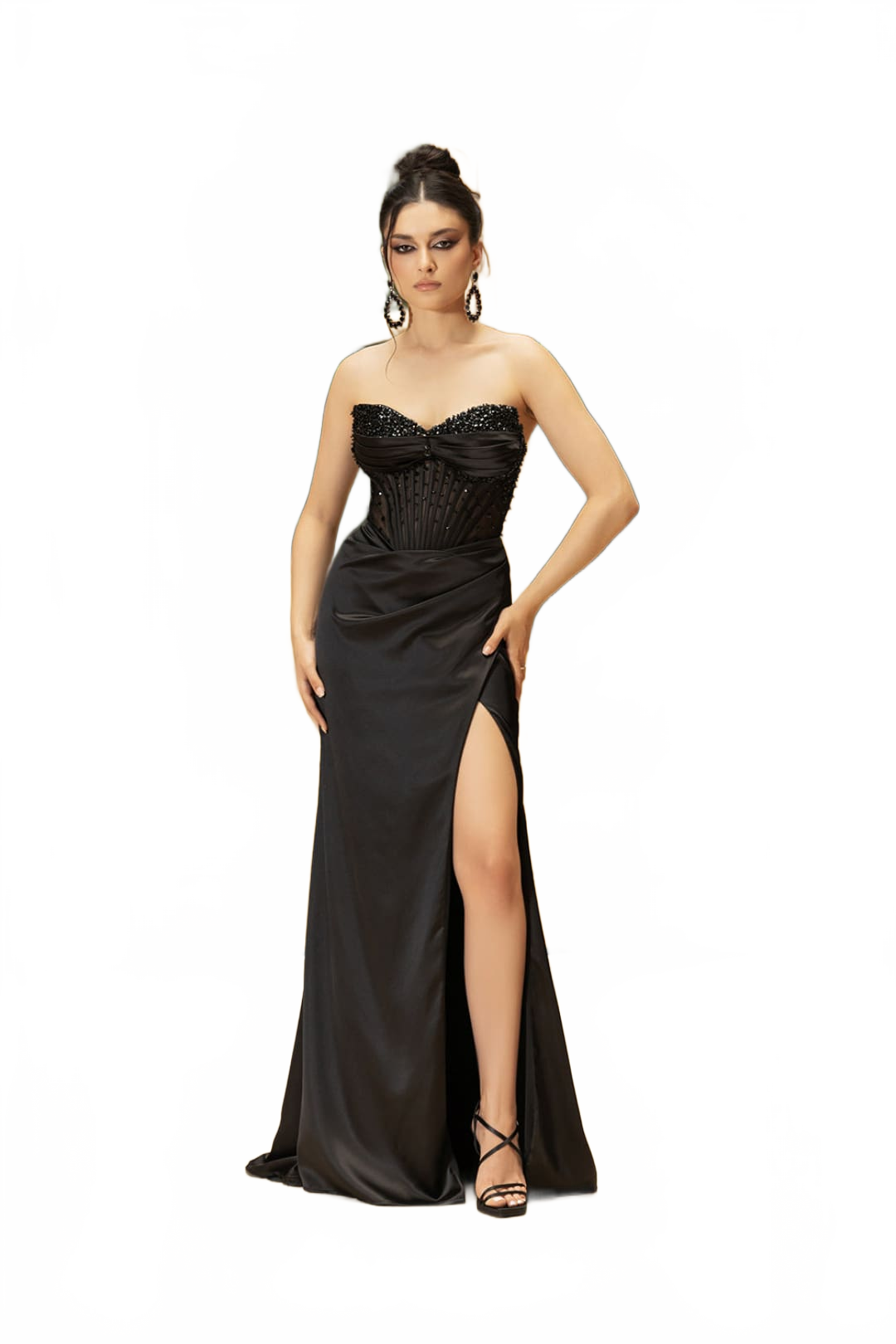 Formal Gown High Slit Strapless Sheath Prom Dress By May Queen MQ2109