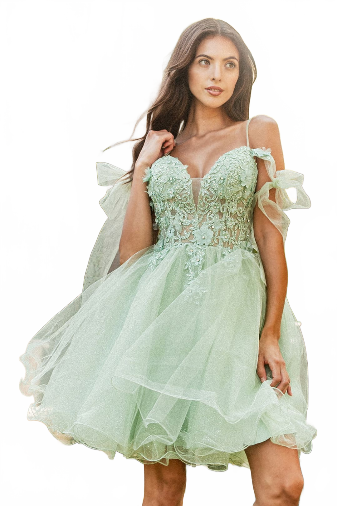 Short Cold Shoulder Bow Dress by Elizabeth KGS3513