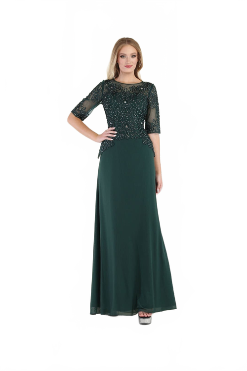 May Queen MQ1979 Boat Neck Embroidery Mother Of The Bride Dress