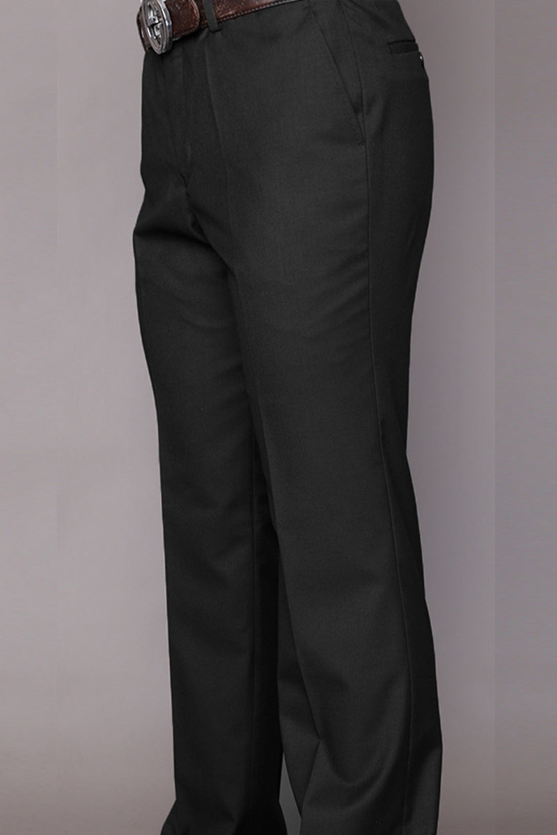 Men's Wool Flat Front Dress Pant in Black