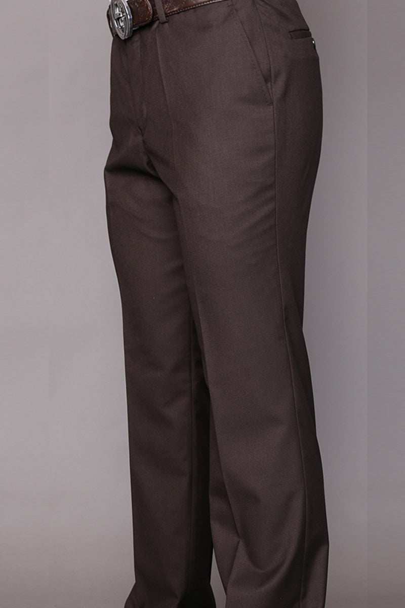 Men's Modern Fit Wool Dress Pants in Brown