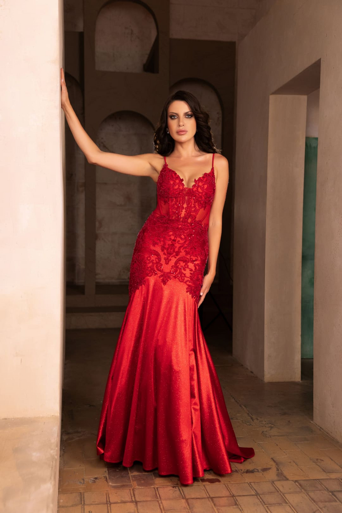 Pageant Dress V-Neck Sleeveless Mermaid Gown By May Queen MQ2123