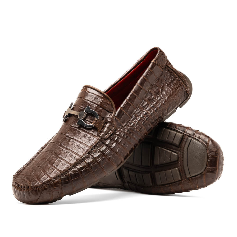 Marco Di Milano Parma Caiman Belly Bit Drivers Brown