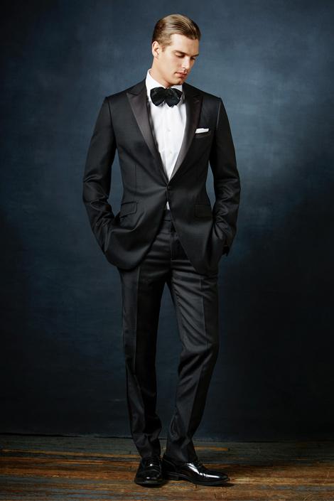 Rico Black 1-Button Peak Tuxedo (2-Piece Set) by Paul Betenly
