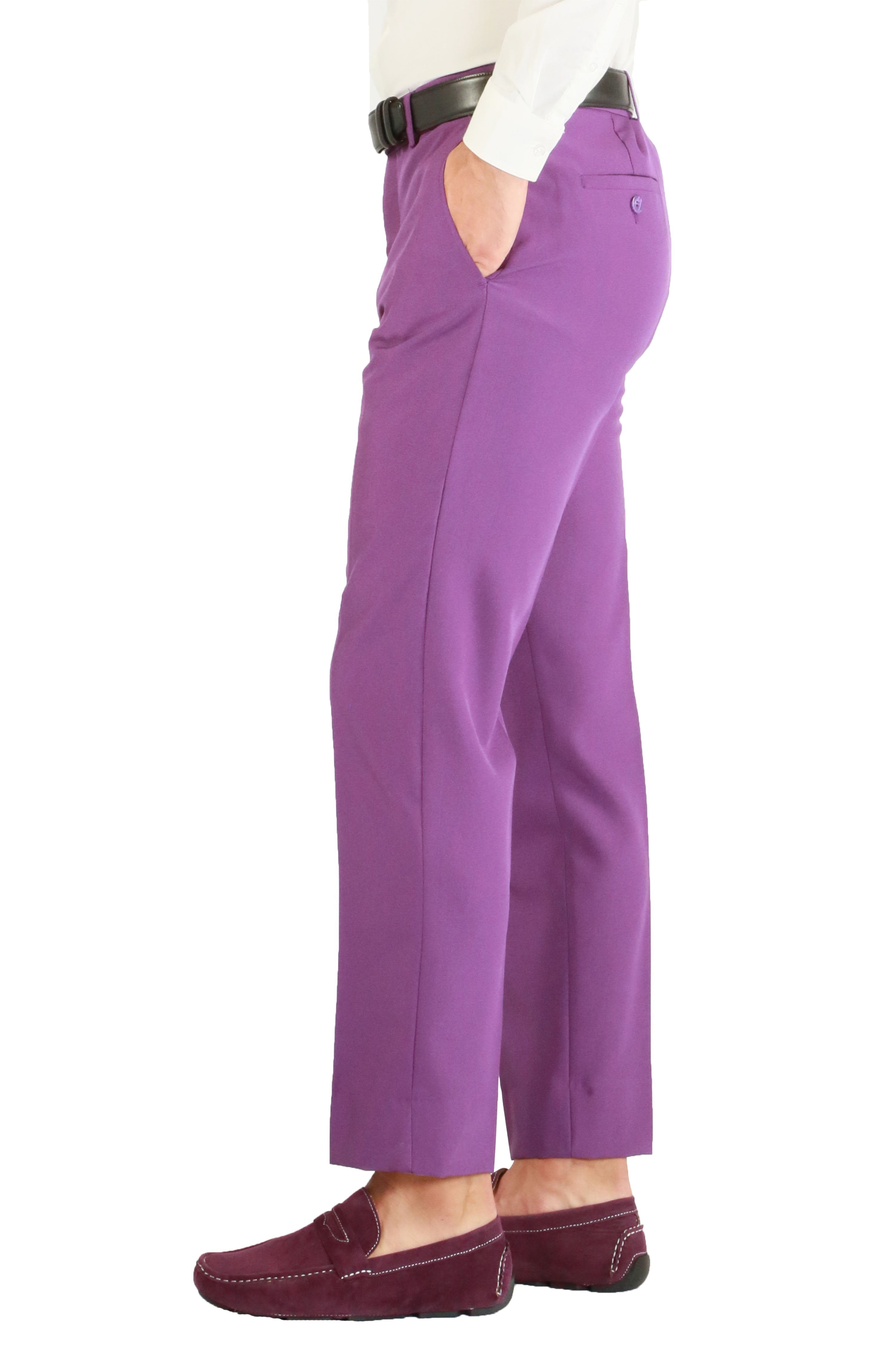 Paul Lorenzo 1969 Purple Solid Slim Fit Suit (2-Piece Set)