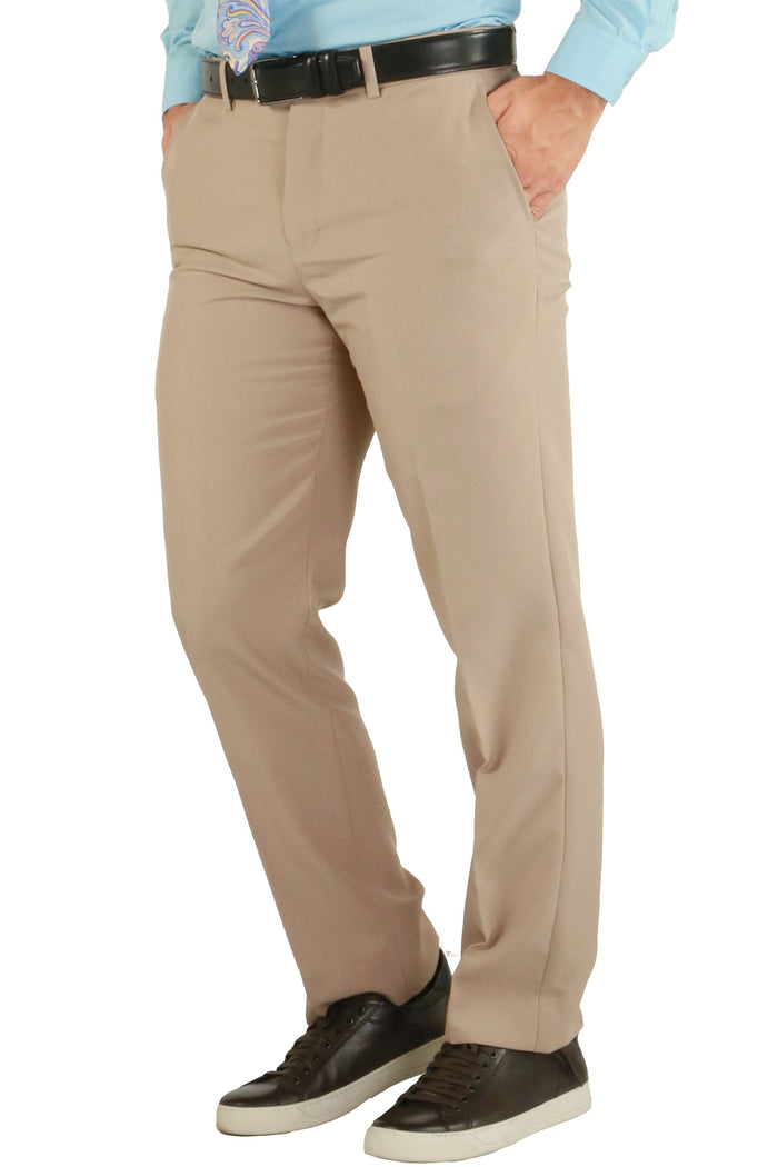 Paul Lorenzo 1969 Tan Solid Slim Fit Suit (2-Piece Set)