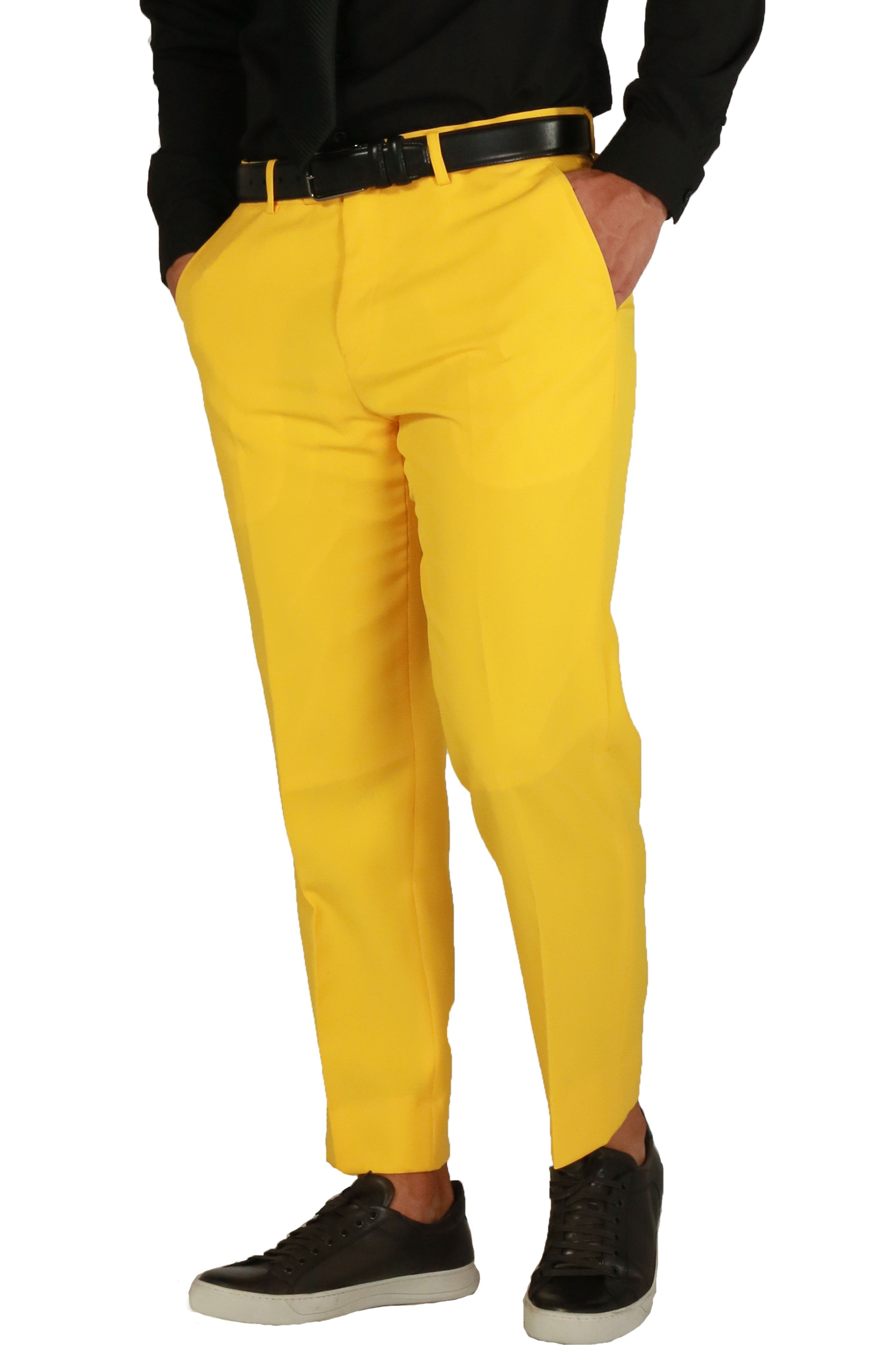 Paul Lorenzo 1969 Yellow Solid Slim Fit Suit (2-Piece Set)
