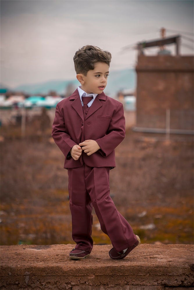 Joey Kids Burgundy Suit 5-Piece Set by Peanut Butter Collection
