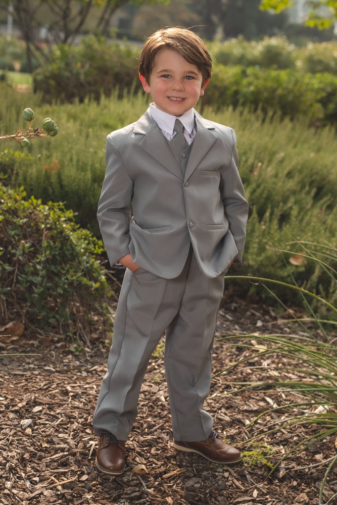 Joey Kids Heather Grey Suit 5-Piece Set by Peanut Butter Collection
