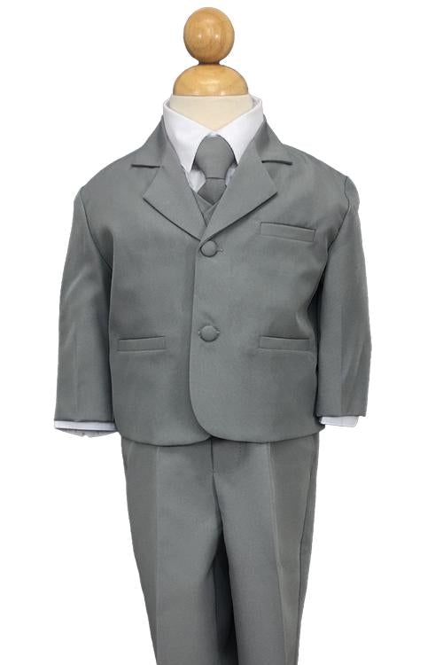 Joey Kids Heather Grey Suit 5-Piece Set by Peanut Butter Collection