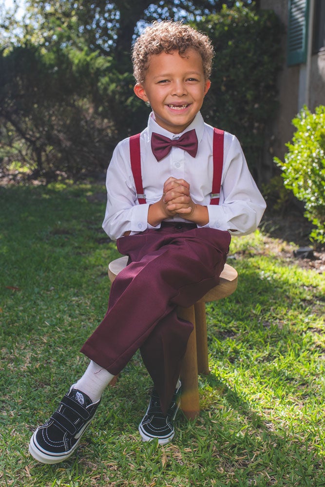 Mikey Kids Burgundy 4-Piece Barn Wedding Set by Peanut Butter Collection