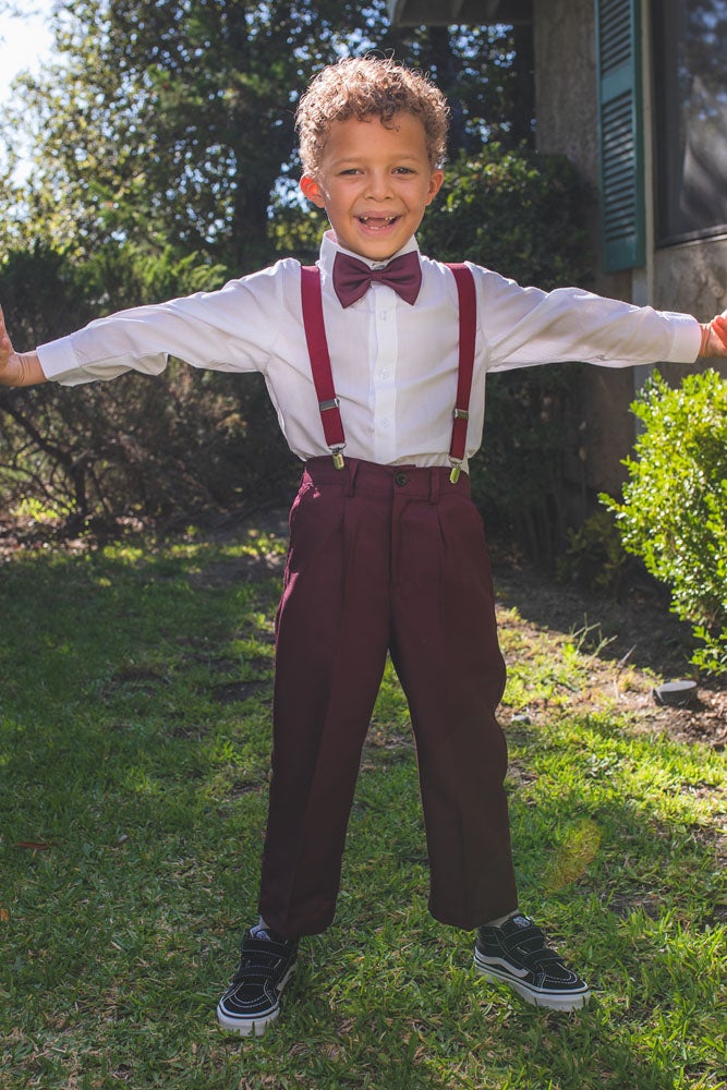 Mikey Kids Burgundy 4-Piece Barn Wedding Set by Peanut Butter Collection