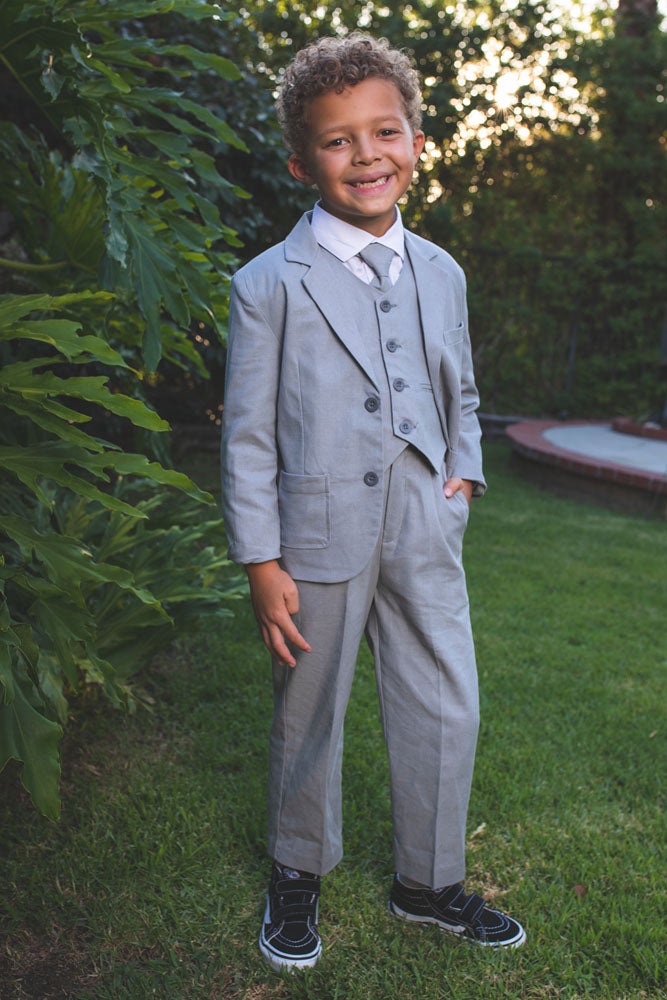 Safari Kids Linen Heather Grey Suit 5-Piece Set by Peanut Butter Collection