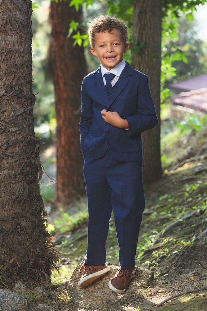 Safari Kids Linen Indigo Suit 5-Piece Set by Peanut Butter Collection