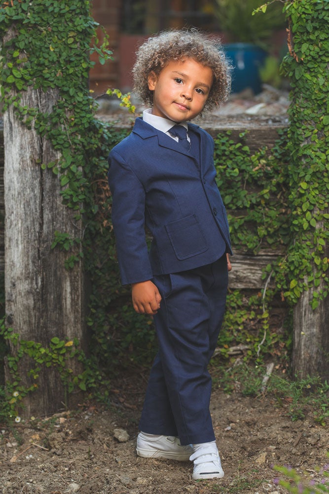 Safari Kids Linen Indigo Suit 5-Piece Set by Peanut Butter Collection