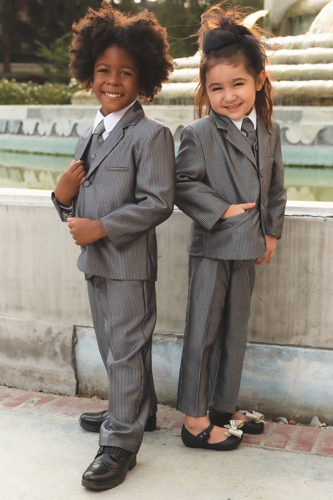 Teddy B Kids Silver Stripe Suit 5-Piece Set by Peanut Butter Collection