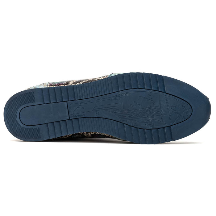 Zelli Peri Python Embossed Calfskin Sneakers in Marine Blue