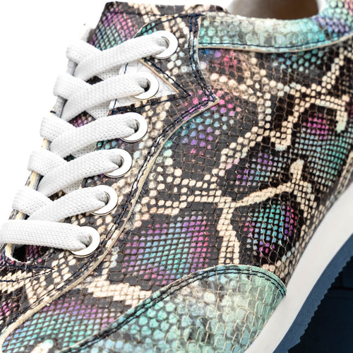 Zelli Peri Python Embossed Calfskin Sneakers in Marine Blue
