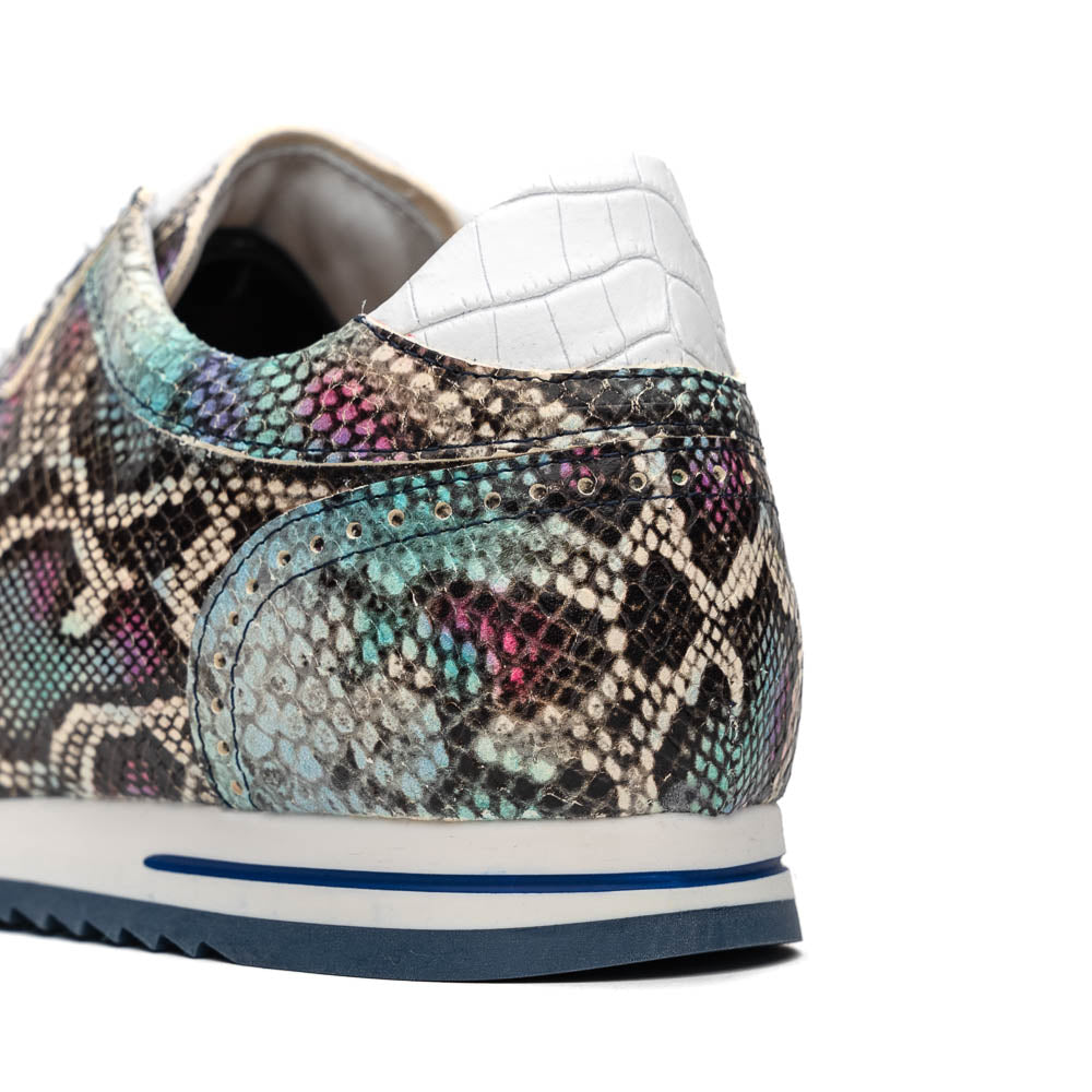 Zelli Peri Python Embossed Calfskin Sneakers in Marine Blue