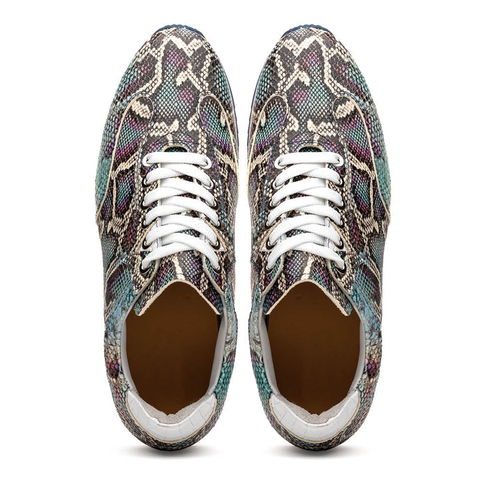 Zelli Peri Python Embossed Calfskin Sneakers in Marine Blue