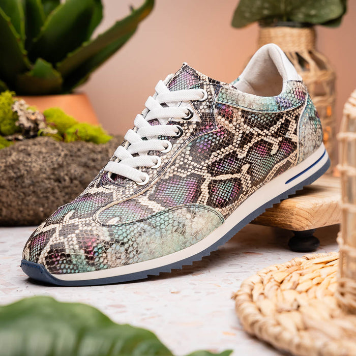 Zelli Peri Python Embossed Calfskin Sneakers in Marine Blue