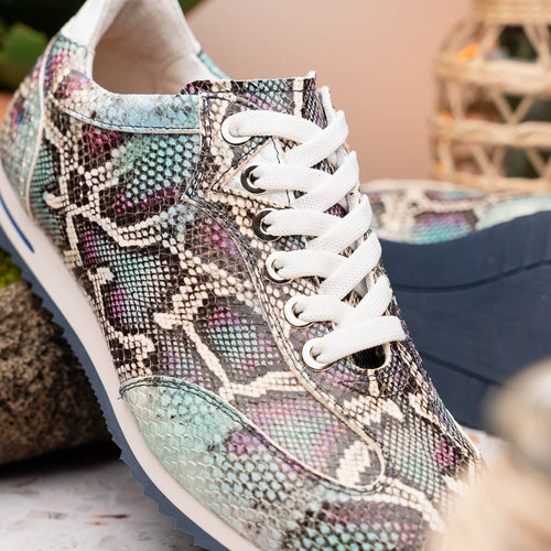 Zelli Peri Python Embossed Calfskin Sneakers in Marine Blue