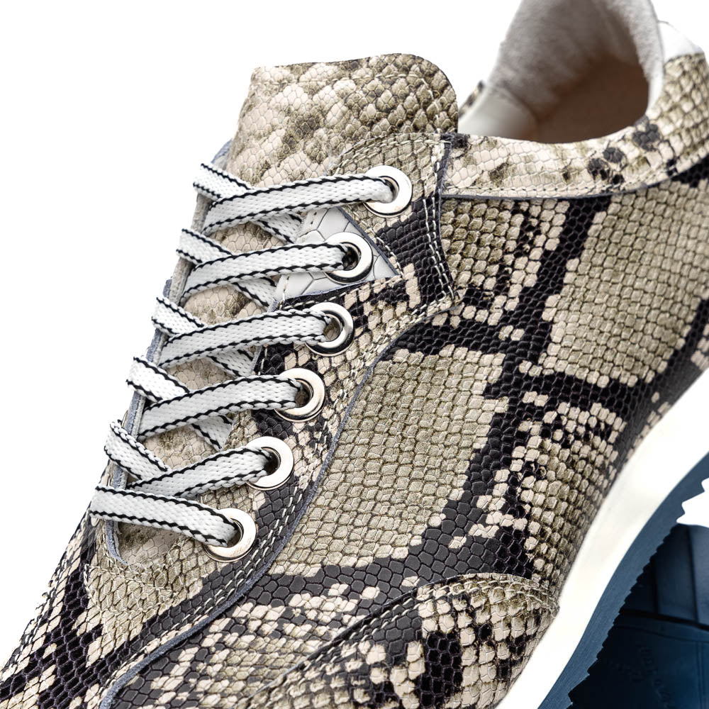 Zelli Peri Python-Embossed Calfskin Sneakers in Black / White