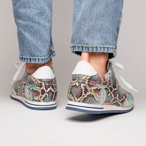 Zelli Peri Python Embossed Calfskin Sneakers in Marine Blue