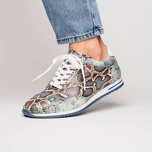 Zelli Peri Python Embossed Calfskin Sneakers in Marine Blue