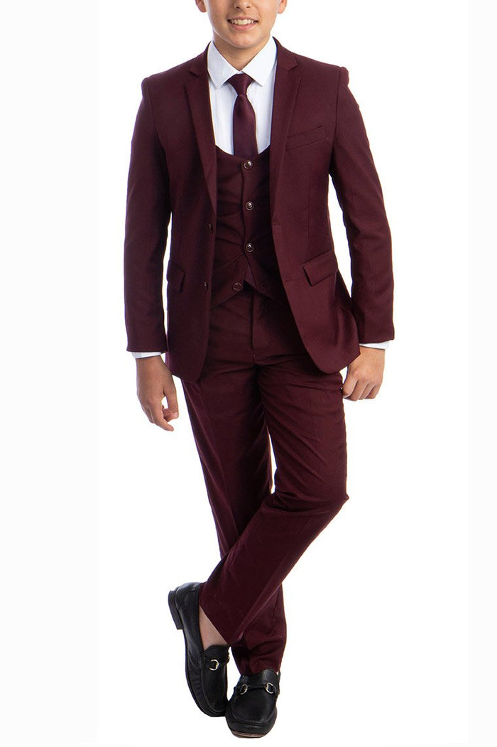 Noah Perry Ellis Kids Burgundy 5-Piece Suit