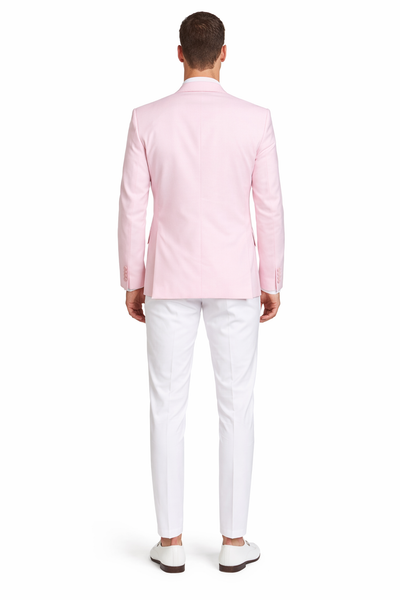 Pink and White Tuxedo Suit With White Pants + White Shirt + Pink Vest and Bowtie