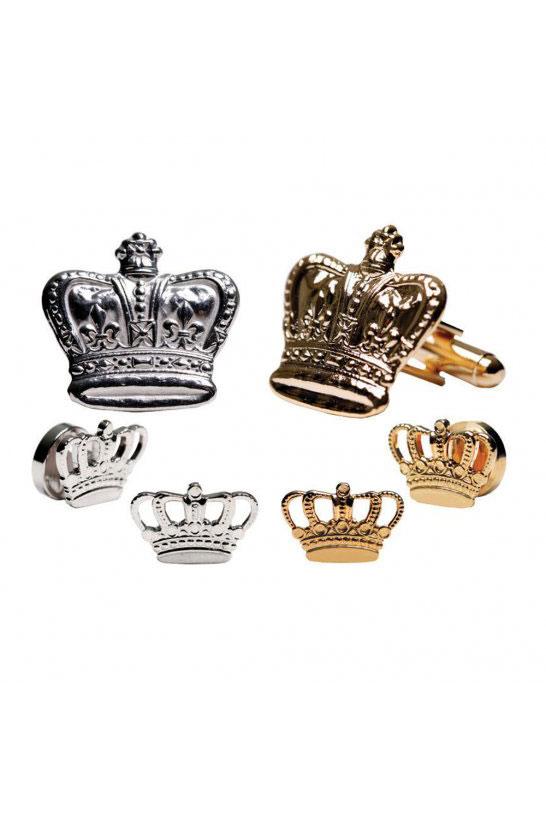 Crown Studs and Cufflinks Set by Pioneerin