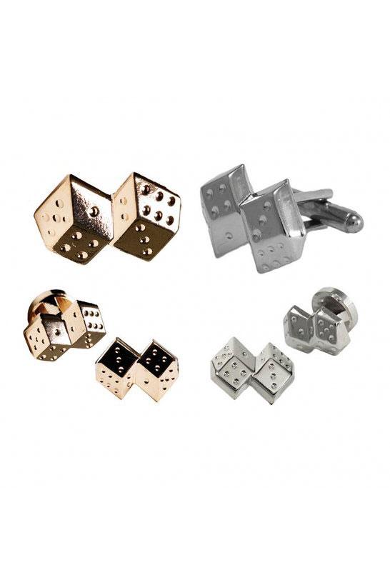 Double Dice Studs and Cufflinks Set by Pioneerin