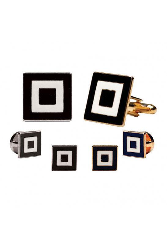 Epoxy Square Studs and Cufflinks Set by Pioneerin