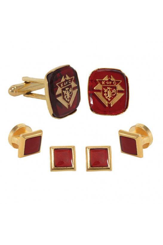 Gold Knights of Columbus Studs and Cufflinks Set