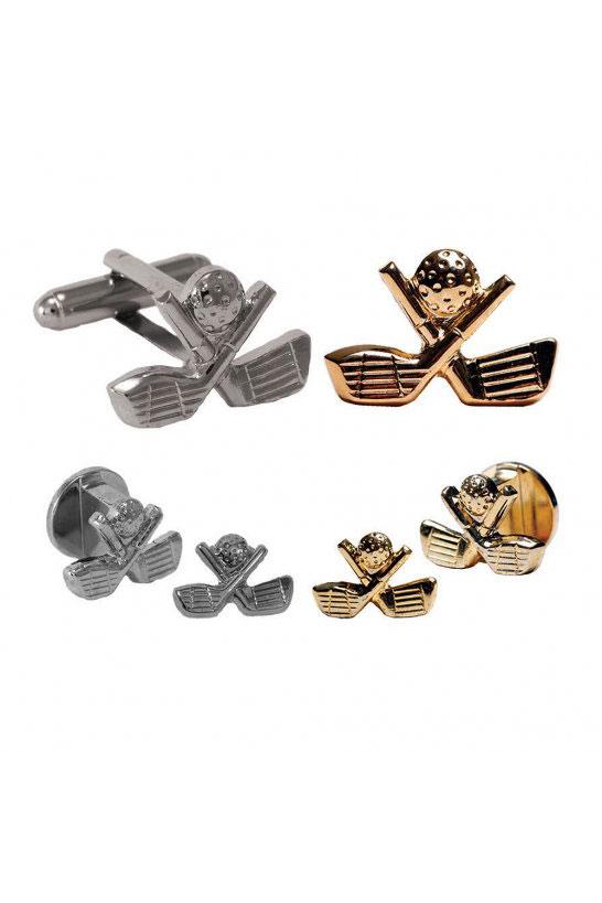 Golf Clubs Studs and Cufflinks Set by Pioneerin