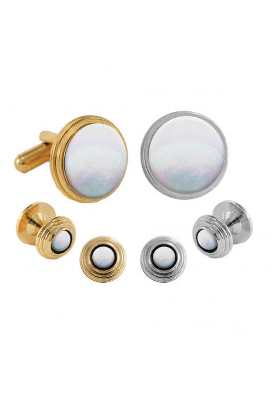 Mother of Pearl Beehive Studs and Cufflinks Set