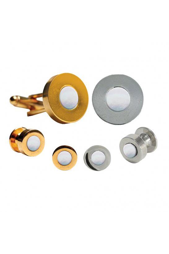 Mother of Pearl Double Wide Studs and Cufflinks Set
