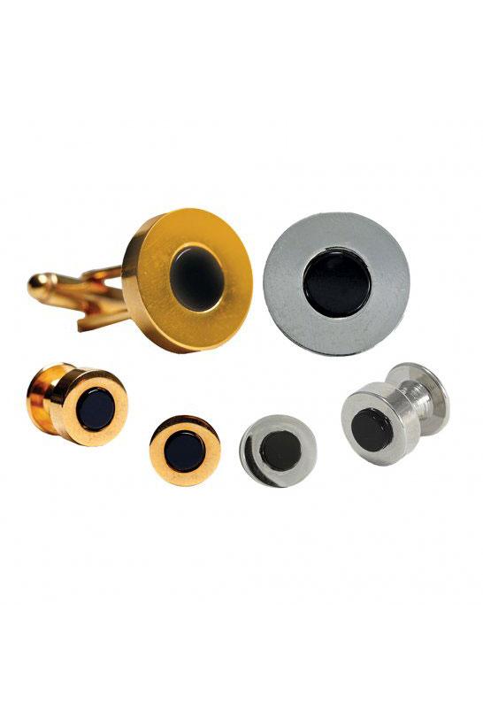 Onyx Double Wide Studs and Cufflinks Set by Pioneerin