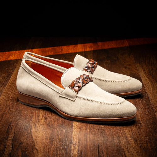 Zelli Pisa Italian Suede Hand-Woven Loafer Brown (16-695-BRN)