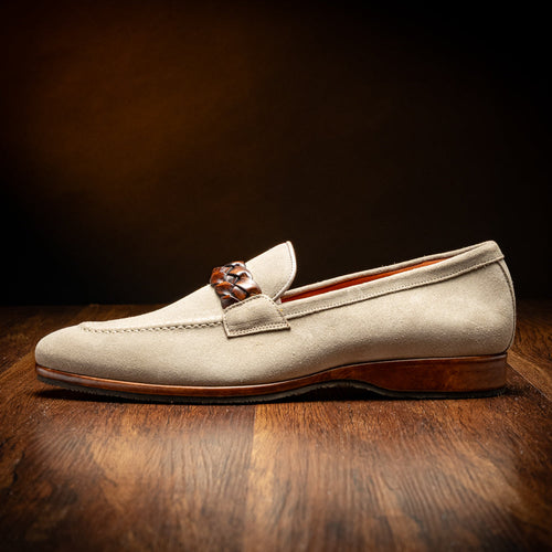 Zelli Pisa Italian Suede Hand-Woven Loafer Brown (16-695-BRN)