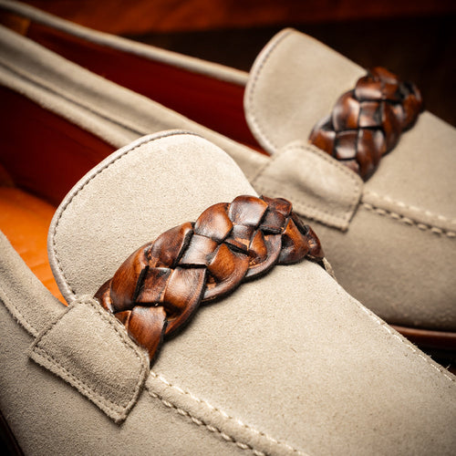 Zelli Pisa Italian Suede Hand-Woven Loafer Brown (16-695-BRN)