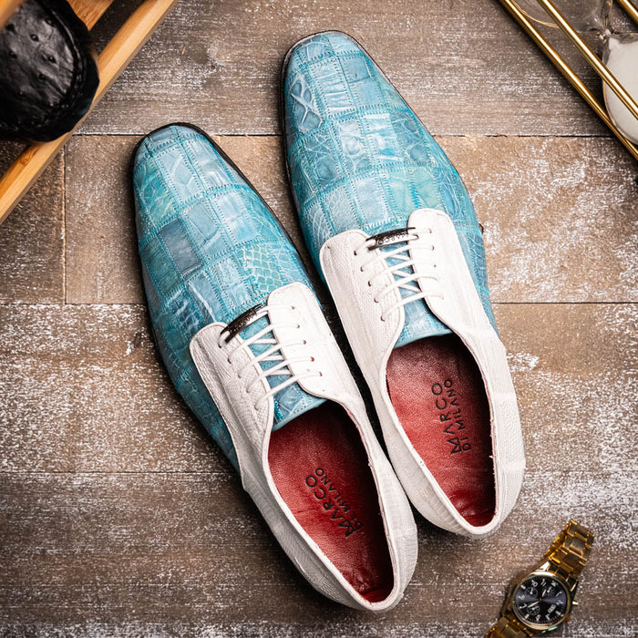 Marco Di Milano Pissa Aqua/White Leather Loafer