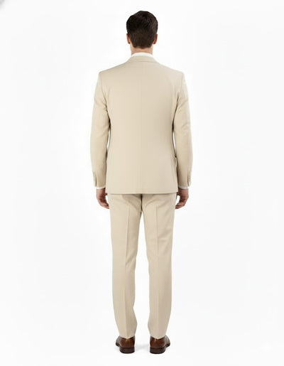Pleated Suit - Mens Suits With Pleated Pant - Regular Fit Suit - Vested Tan Suit by Men's Tuxedo USA
