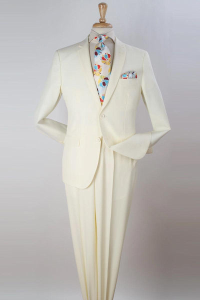 "Polished Ivory 'Apollo King' 2-Button Poplin Suit: Modern Fit" - Elegant Mensattire