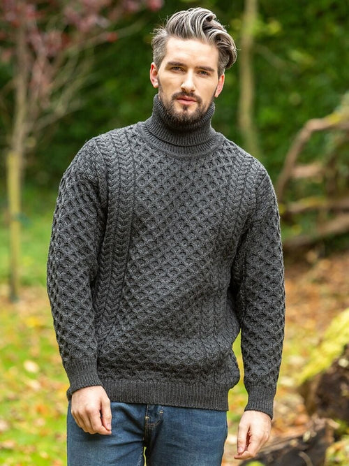 Men's Traditional Aran Turtleneck Sweater | The Sweater Shop Sweater