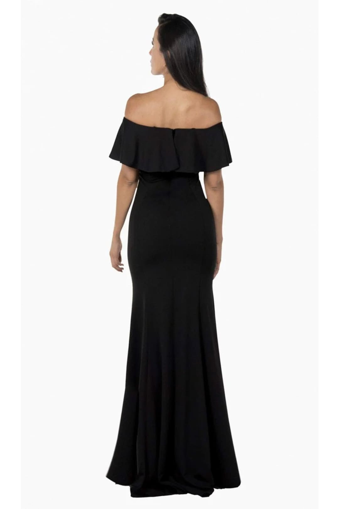POLY USA 8146 Simple Ruffle Off Shoulder Long Mermaid Evening Dress