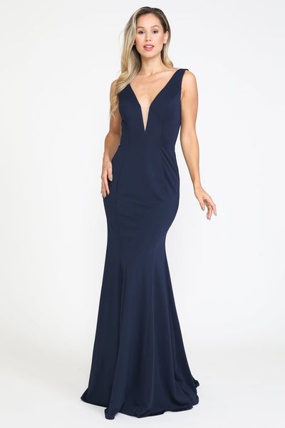 Poly USA 8158 Simple Evening V-Neck Mermaid Bridesmaids Dresses