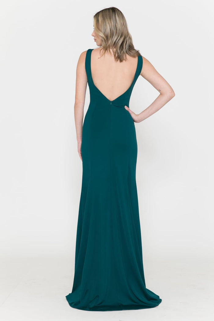 Poly USA 8168 Sleeveless Simple C-Thru Sides Long Bridesmaids Dress