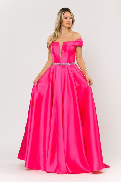 POLY USA 8680 Classy Off The Shoulder Mikado A-Line Bridesmaids Dress